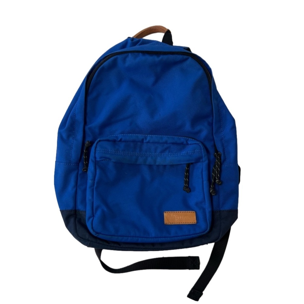 FOSSIL Deep Blue Cow Hide Leather Book Bag Backpack